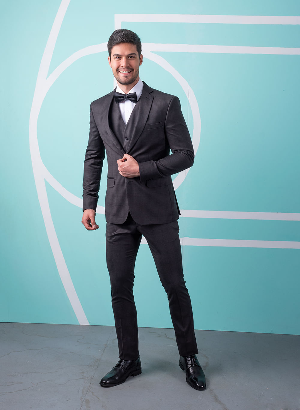 TRAJE Y CHALECO, OXFORD, SKINNY FIT, MARCA ALDO CONTI LEXUS