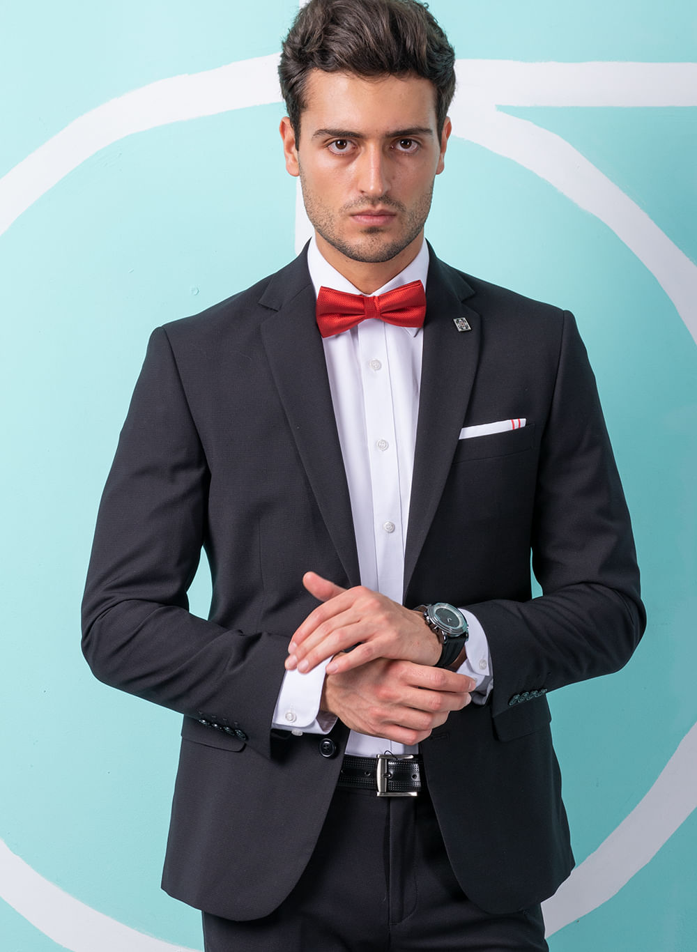 TRAJE, NEGRO, SLIM FIT, MARCA ALDO CONTI BLACK