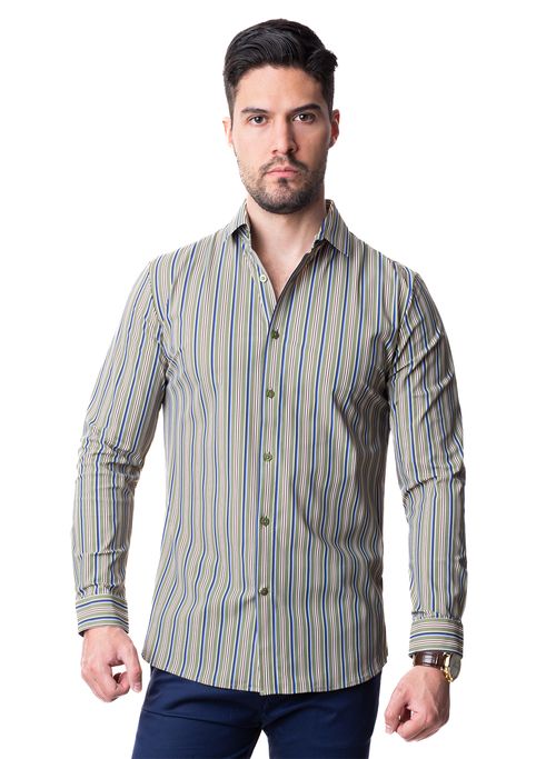 CAMISA, OLIVO, SLIM FIT, MARCA VERMONTI